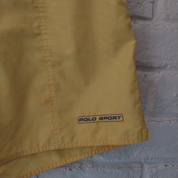 VINTAGE Polo Sport Ralph Lauren Swim Trunks Shorts Mens Medium Yellow Mesh Lined - Picture 3 of 11